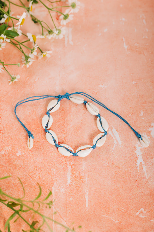 Cowrie Shell Bracelet - Sky Blue (BCBRB 034)