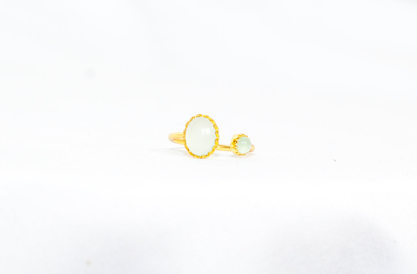Gold Vermeil Two Stone Ring Aqua Chalcedony