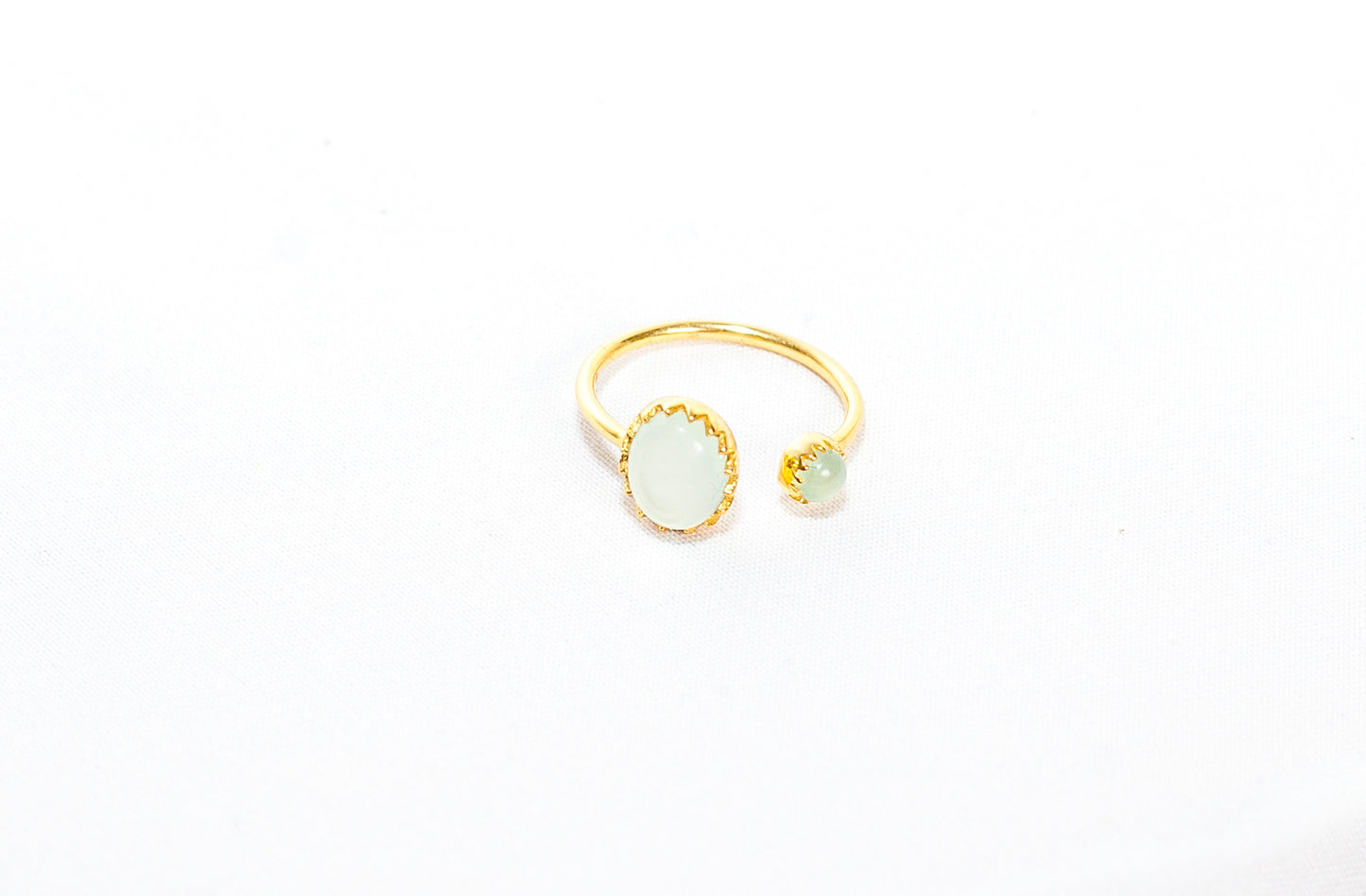 Gold Vermeil Two Stone Ring Aqua Chalcedony