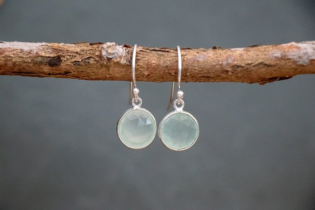 Sterling Silver Hook Earrings in Prehnite