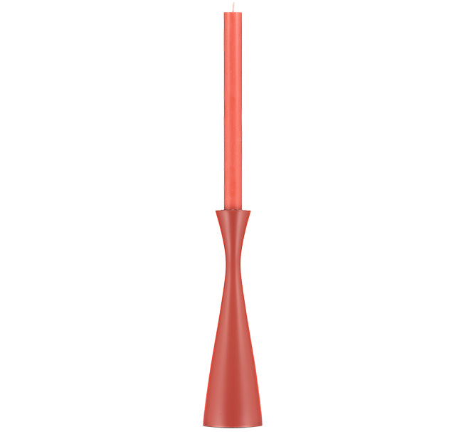 Tall Wooden Candleholder in Brick Dust