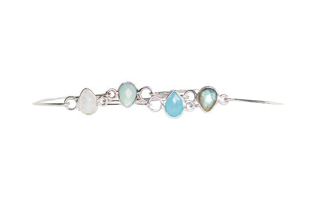 Sterling Silver Single Stone Bracelet in Labradorite
