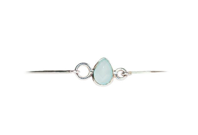 Sterling Silver Single Stone Bracelet in Aqua Chalcedony
