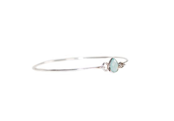 Sterling Silver Single Stone Bracelet in Aqua Chalcedony