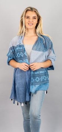 Blue Tassel Scarf