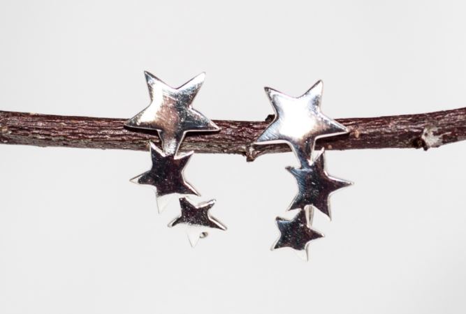 Sterling Silver Star Cuff Earrings