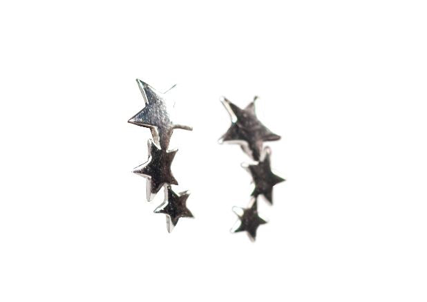 Sterling Silver Star Cuff Earrings
