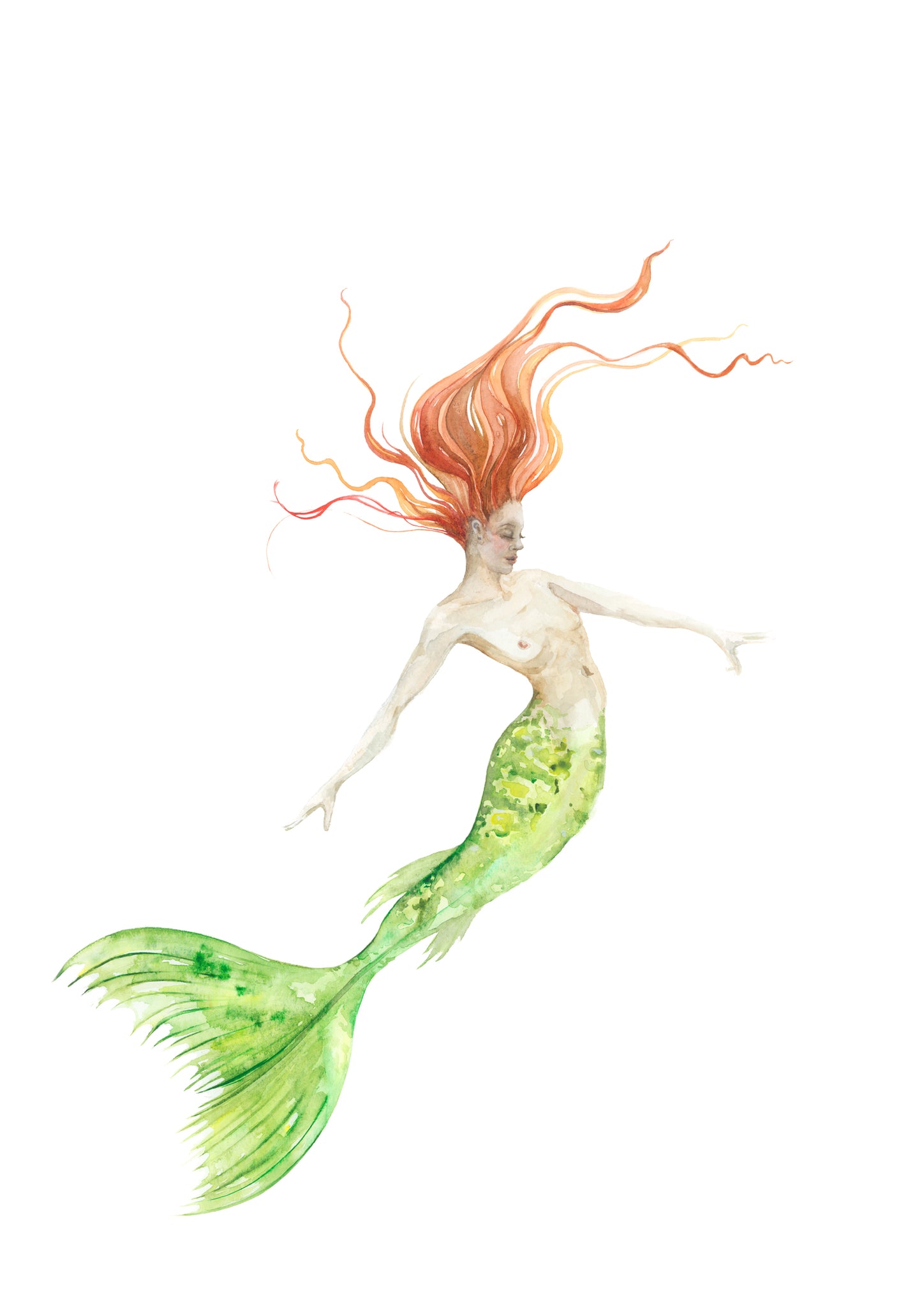 Green Tail Mermaid Card