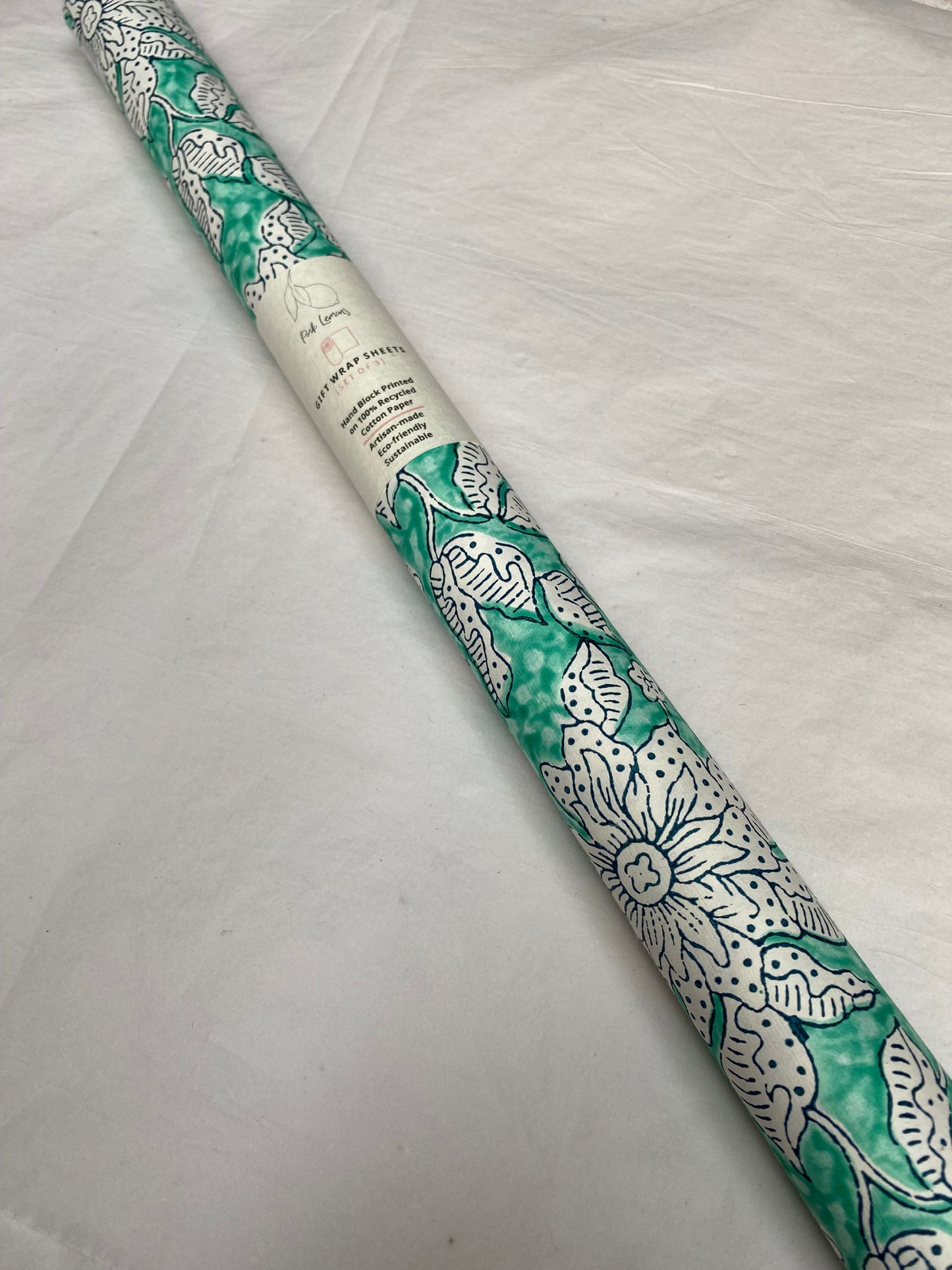 Green Floral Set in Green - Set of 3 Gift Wrap Sheets.
