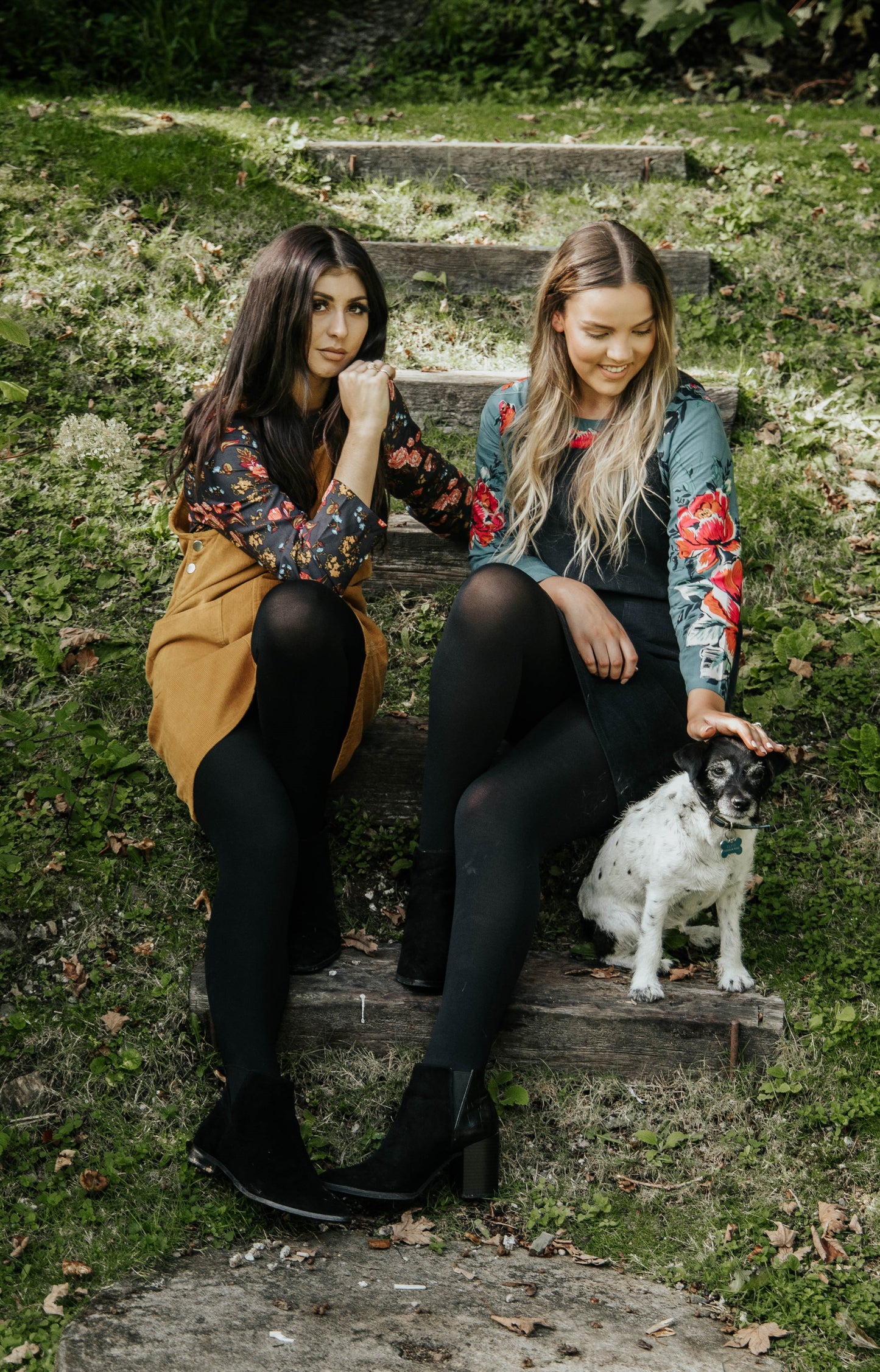 Navy Floral Long Sleeve Top