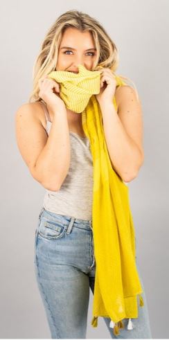 Mustard Tassel Scarf