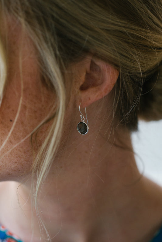 Sterling Silver Hook Earrings in Labradorite
