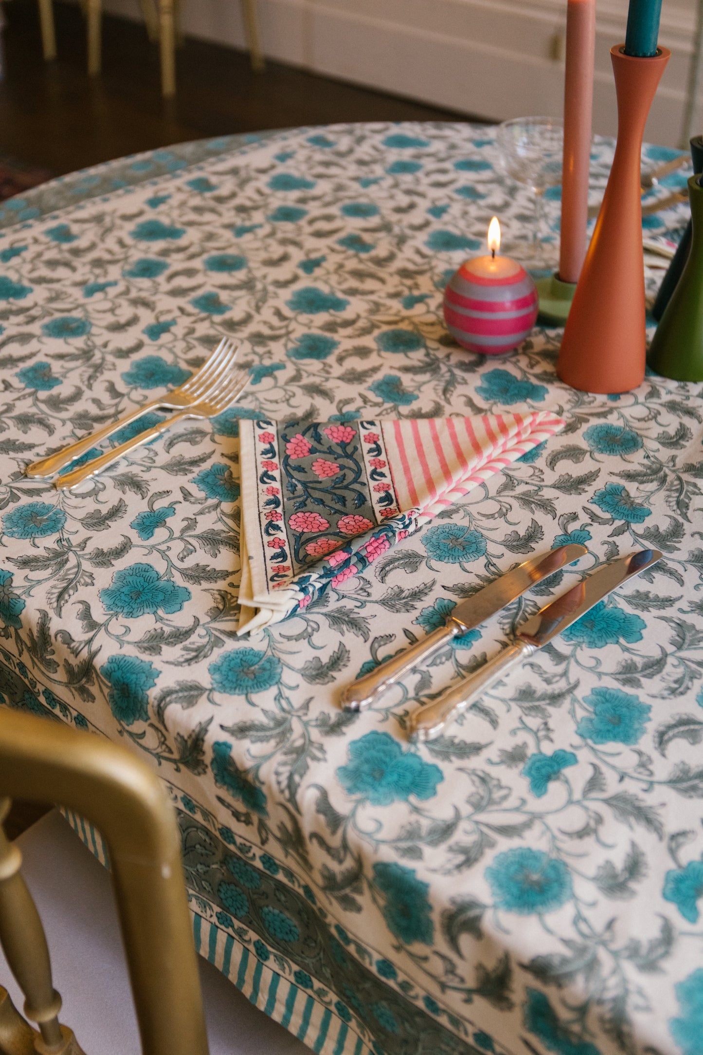 Tall Wooden Candleholder in Brick Dust