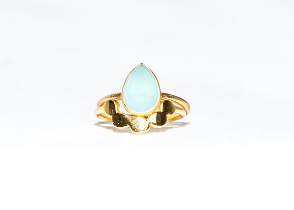 Gold Vermeil Twin Ring in Aqua Chalcedony