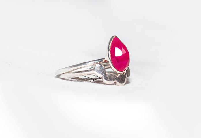 Sterling Silver Twin Ring in Pink Chalcedony