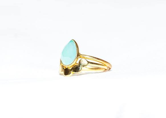 Gold Vermeil Twin Ring in Aqua Chalcedony