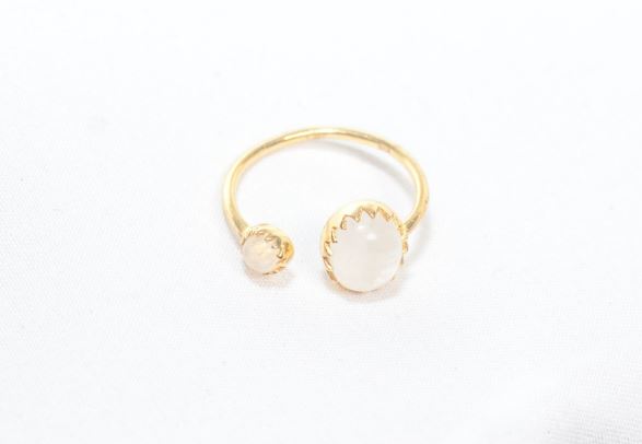 Gold Vermeil Two Stone Ring in Rainbow Moonstone