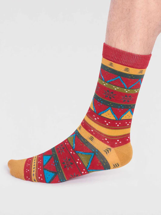 Nordic Pattern Socks in Bright Red 7-11