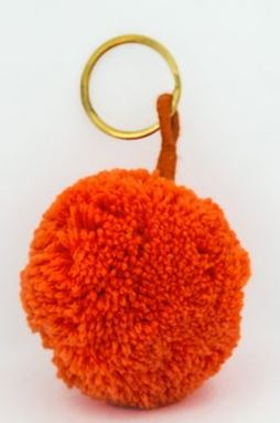 Single Pom Keyring in Orange, Yellow or Aqua