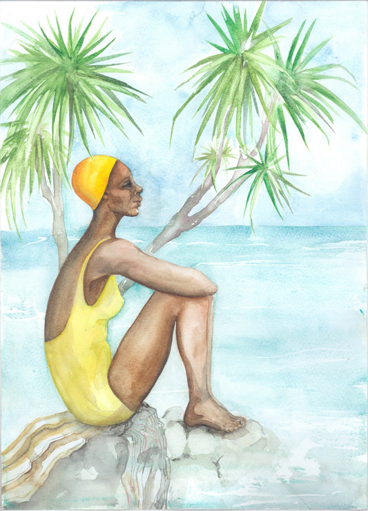 Swimmer in Yellow Suit Card