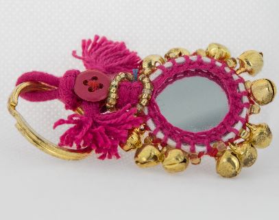Bell Mirror Keyring in Pink
