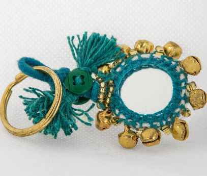 Bell Mirror Keyring Teal