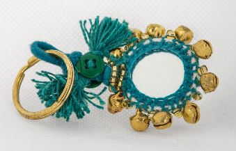 Bell Mirror Keyring Teal