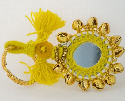Bell Mirror Keyring Bright Yellow