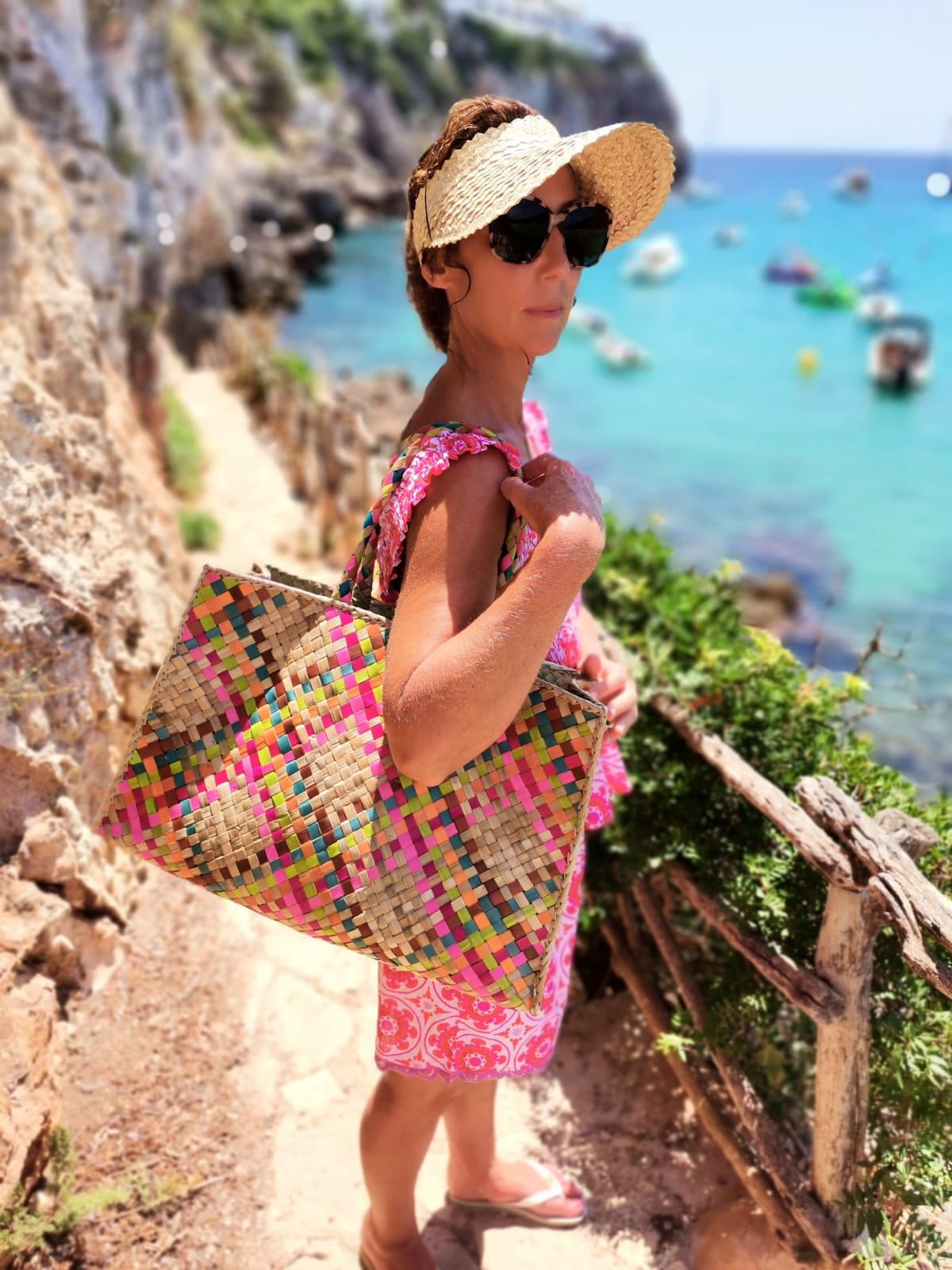 Raffia Retro Shopper in Sugar Candy