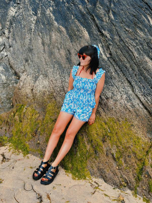 Nixie Smock Camisole in Blue (co-ords)