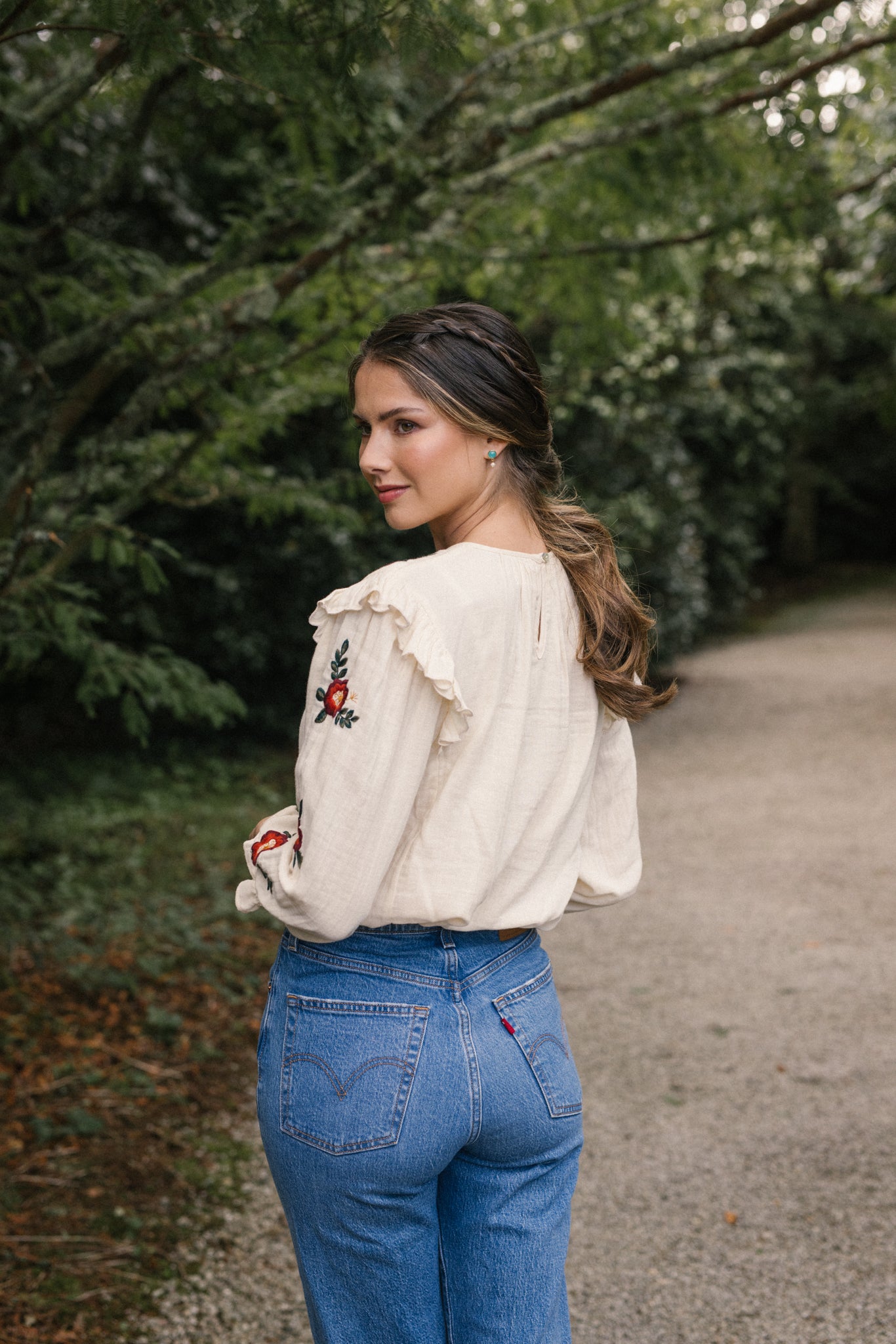 Nadia Embroidered Blouse in Natural