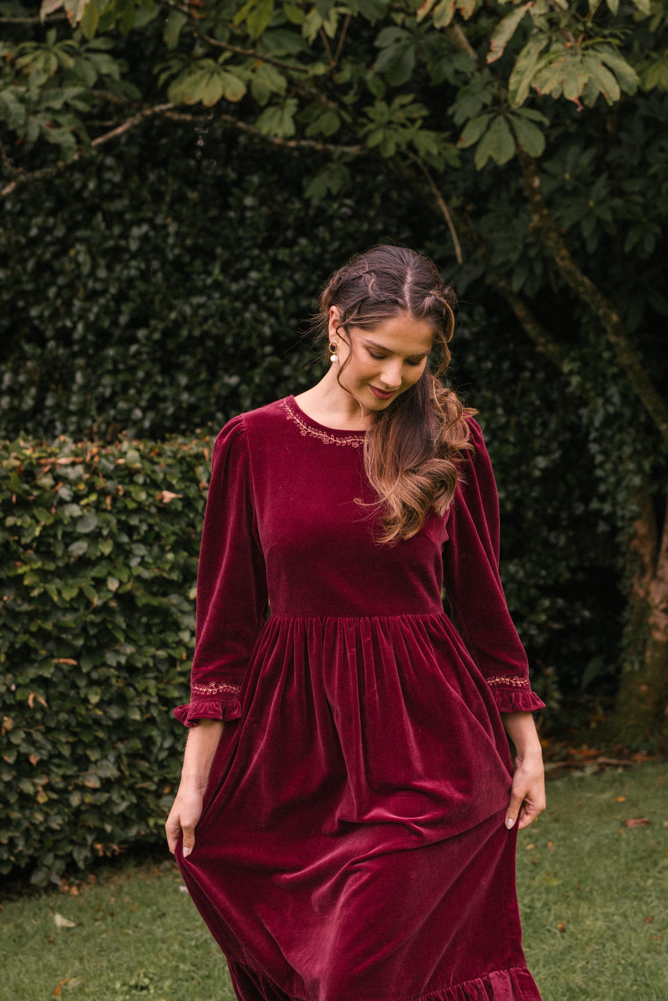 Aurora Velvet Dress in Burgundy