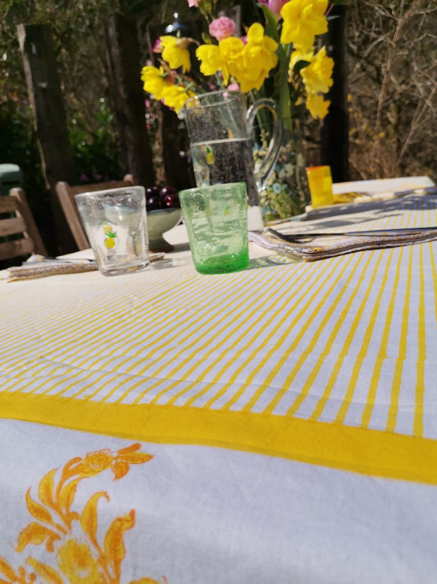 Table Cloth in Yellow Stripe 224cm x 150cm