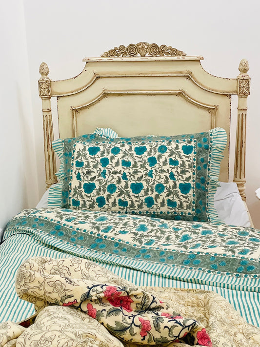 Jasmine Duvet Set in Vintage Blue - Single