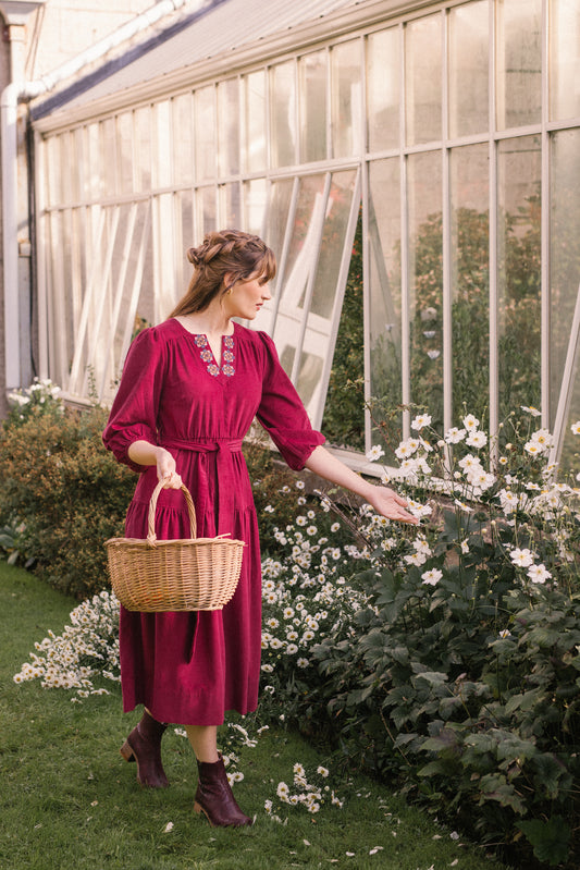 Miriam Corduroy Dress in Plum