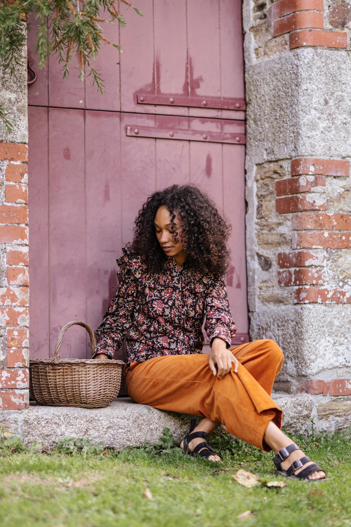 Fleur Blouse in Midnight & Burnt Sienna
