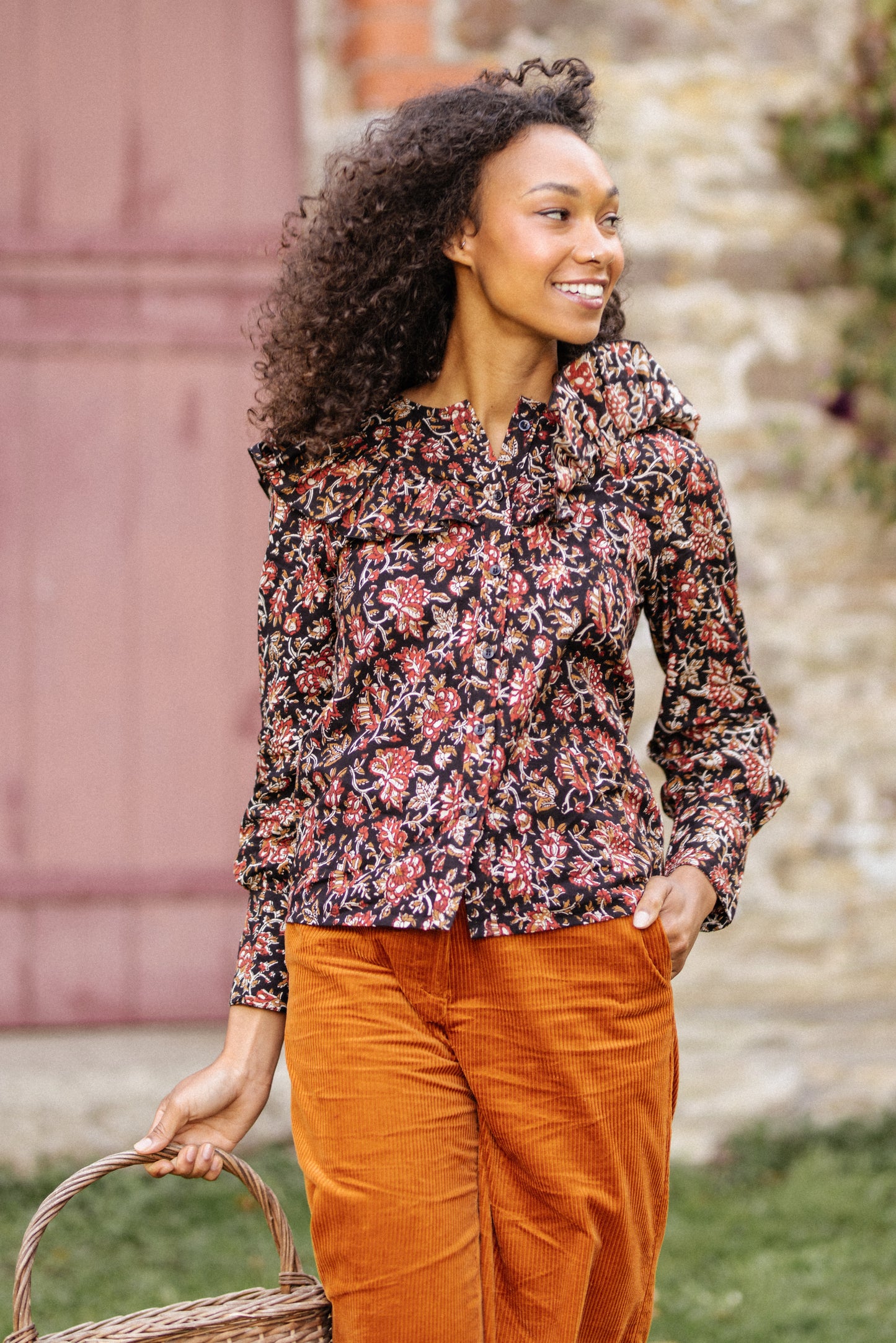 Fleur Blouse in Midnight & Burnt Sienna