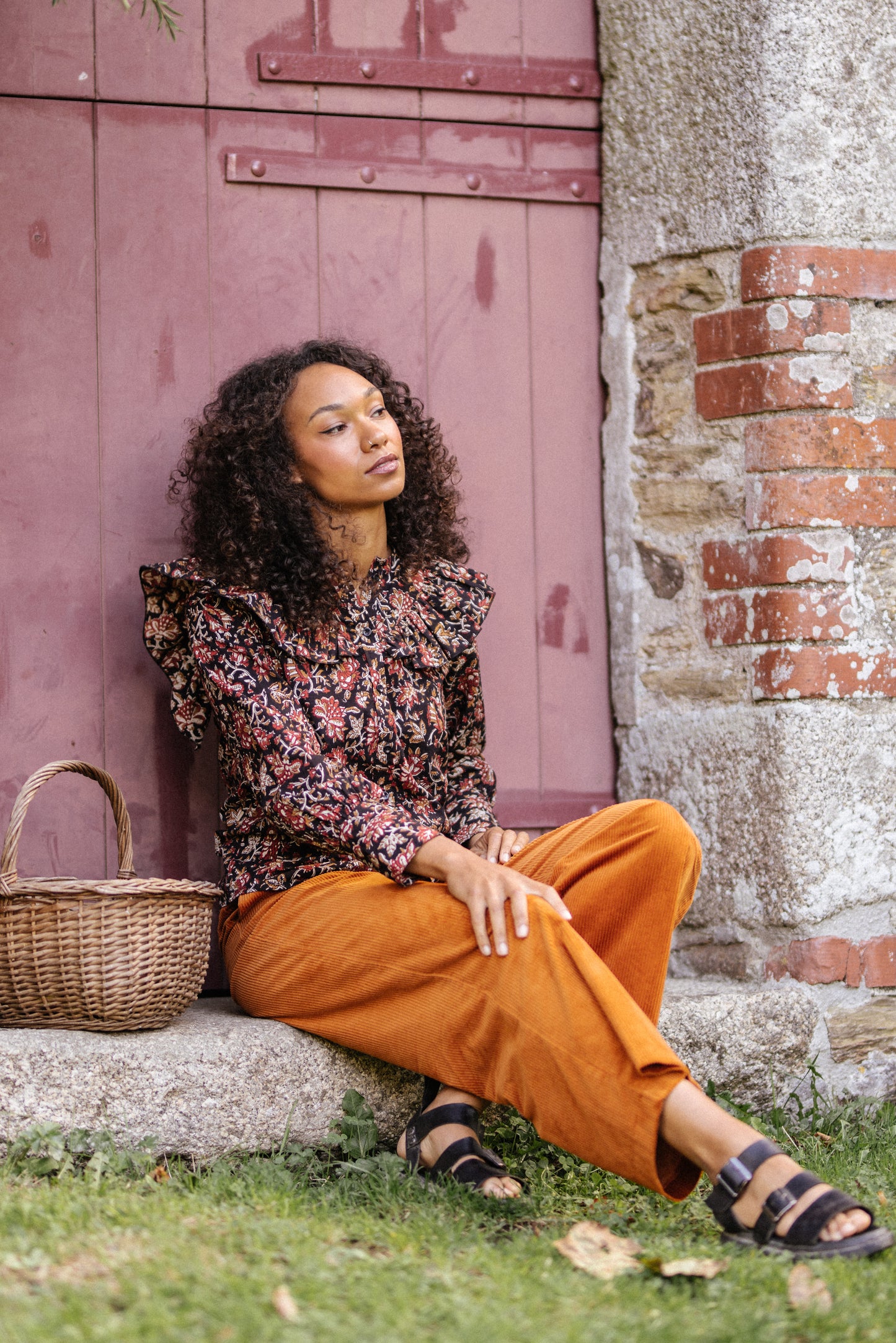 Fleur Blouse in Midnight & Burnt Sienna