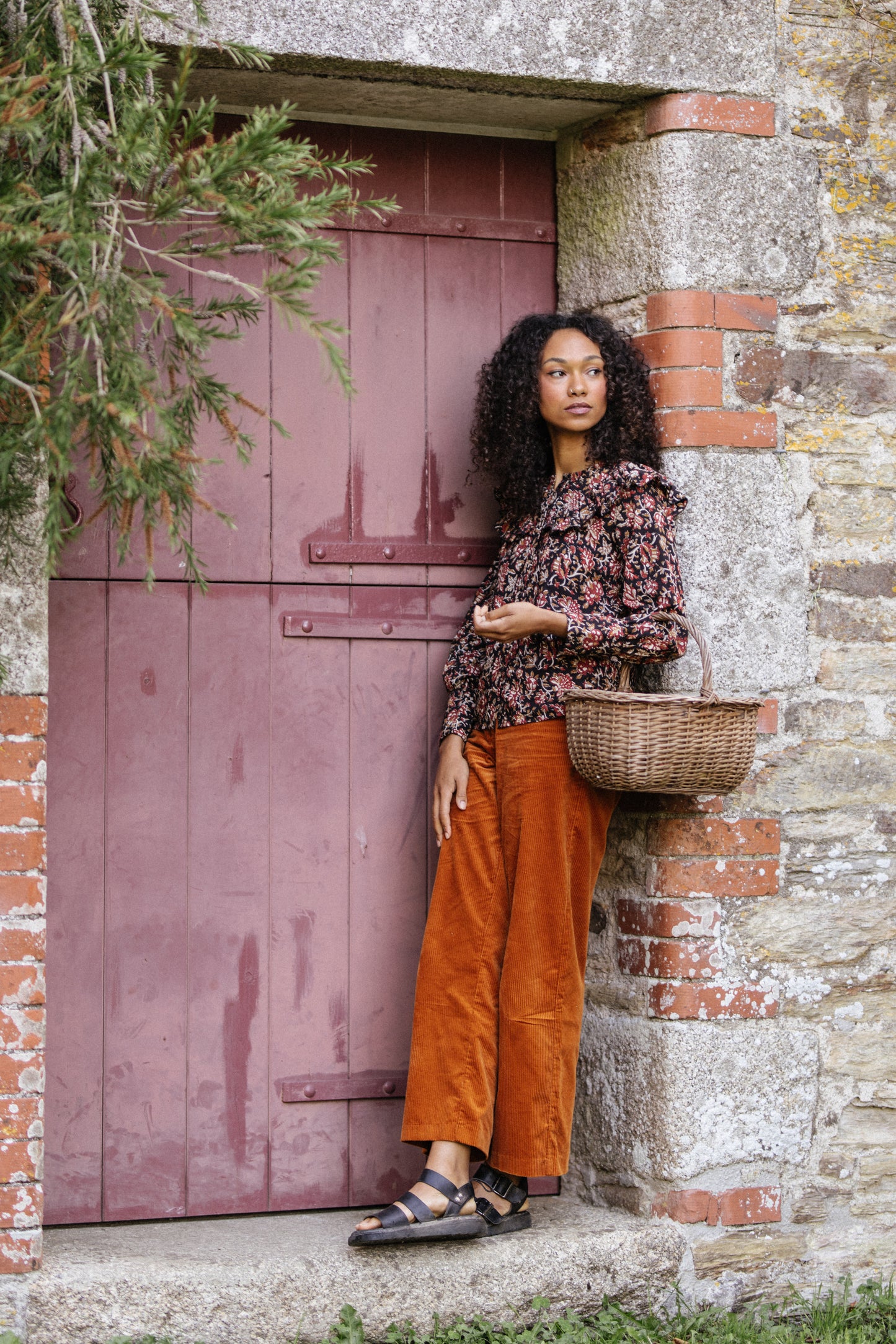 Fleur Blouse in Midnight & Burnt Sienna