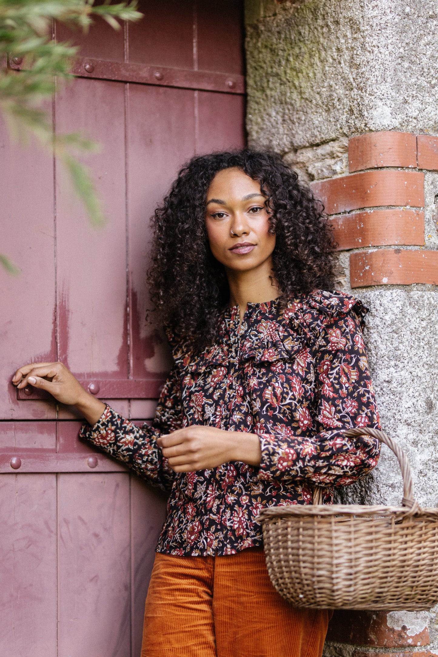 Fleur Blouse in Midnight & Burnt Sienna