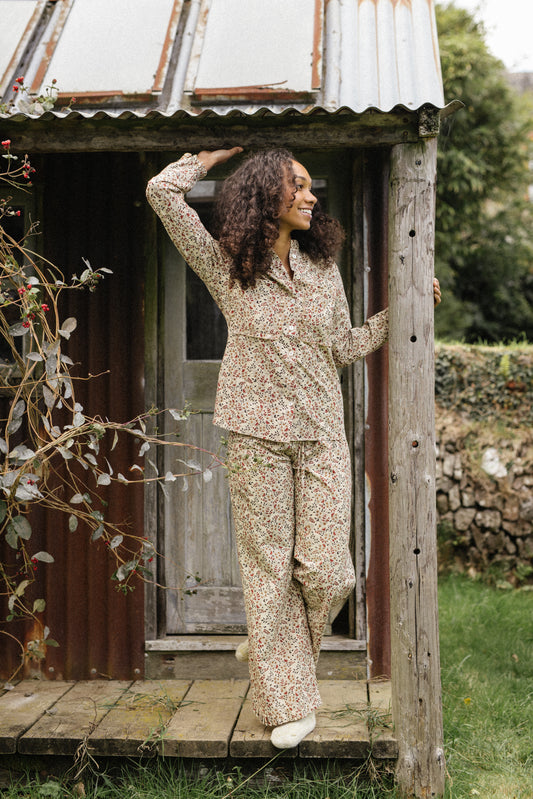 Wild Meadow PJ Bottoms in Red & Pink  - Seconds
