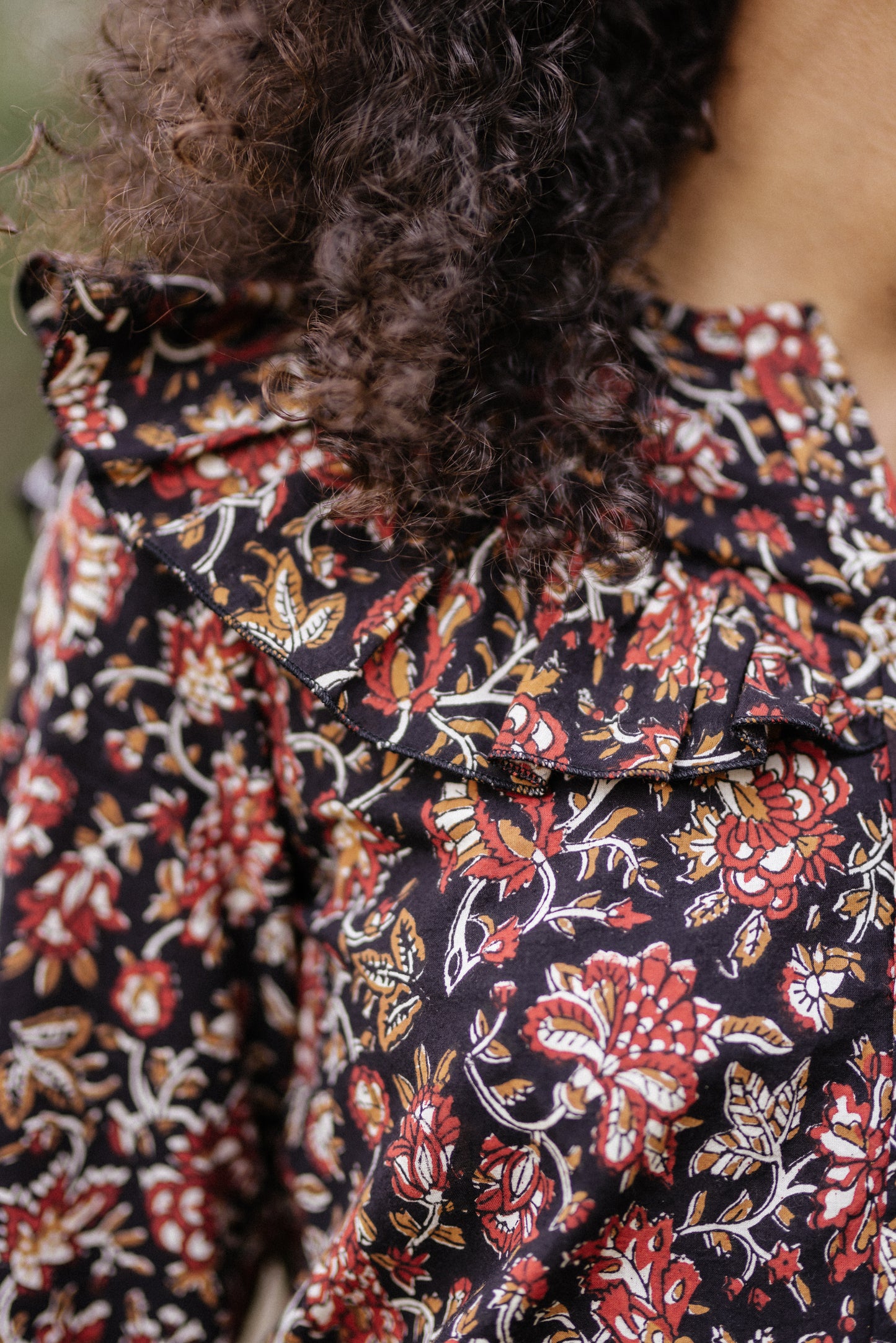 Fleur Blouse in Midnight & Burnt Sienna