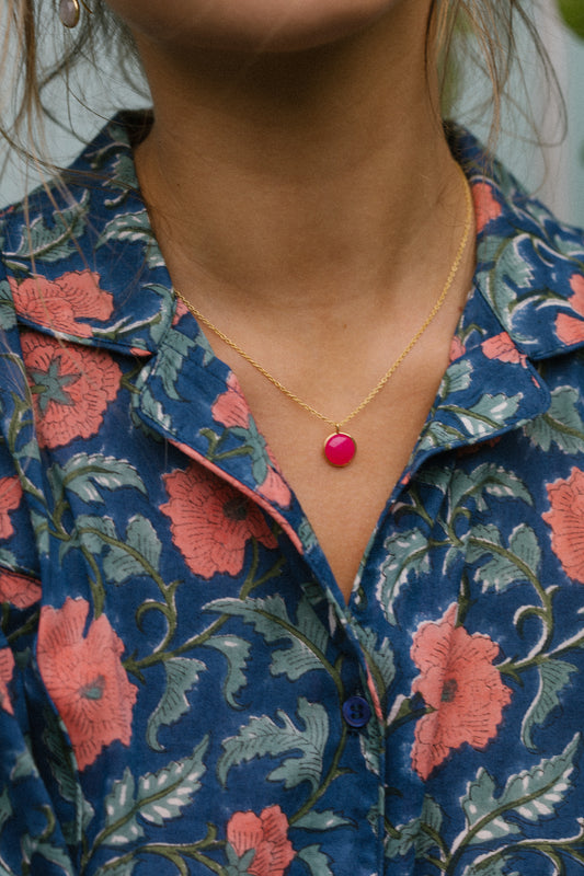 Gold Vermeil Necklace with Pink Chalcedony