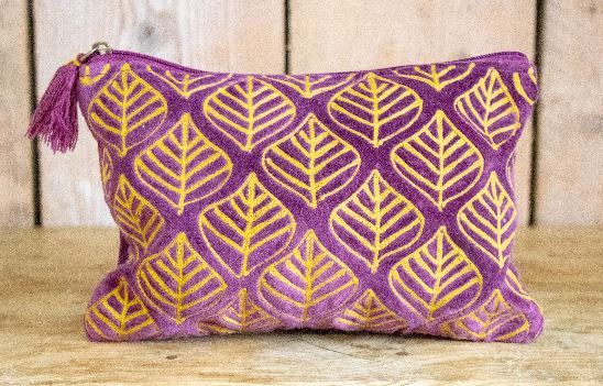 Velvet Purple Leaf Pouch