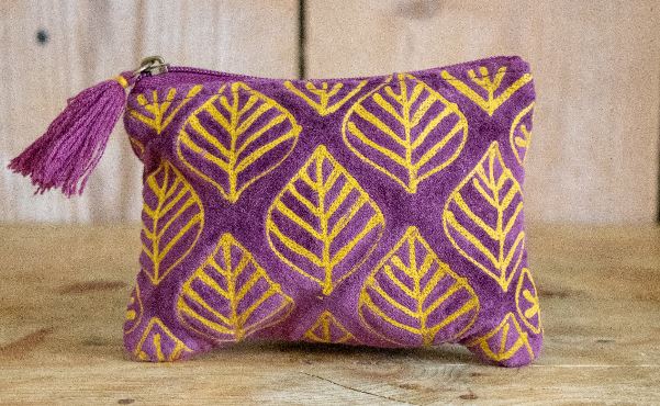 Velvet Purple Leaf Pouch