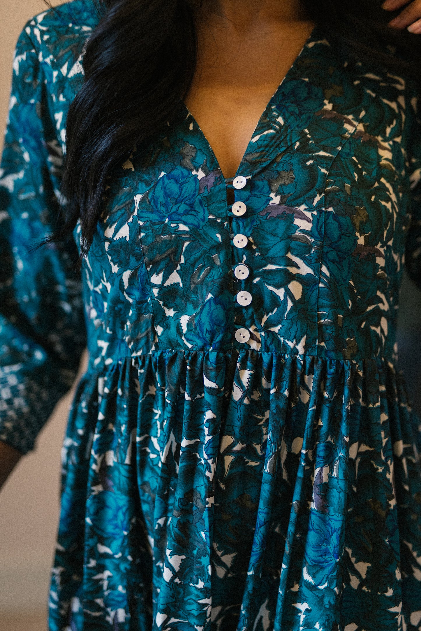 Prairie V-neck Silk Dress