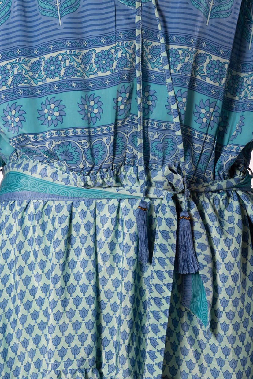 Lola Silk Dress XXXL - Light Blue/Blue 028
