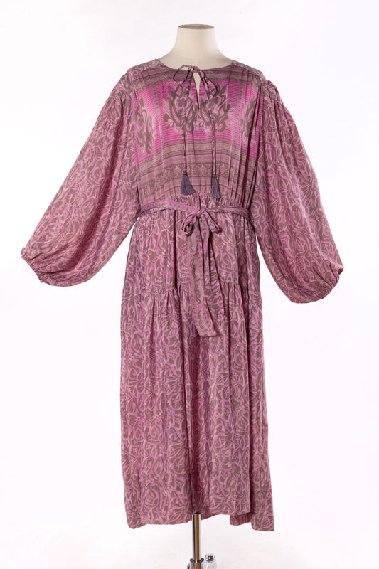 Lola Silk Dress XXL - Pink/Taupe  017
