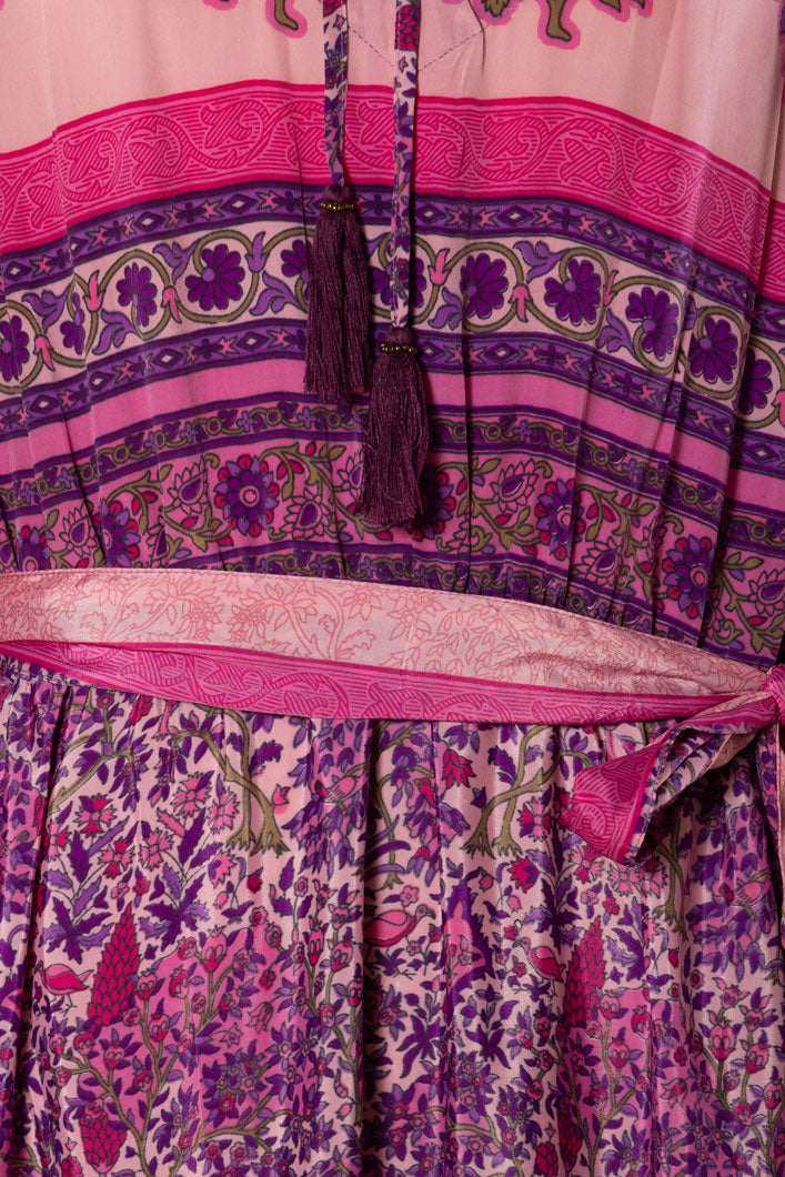 Lola Silk Dress - Pink/Purple Floral  026