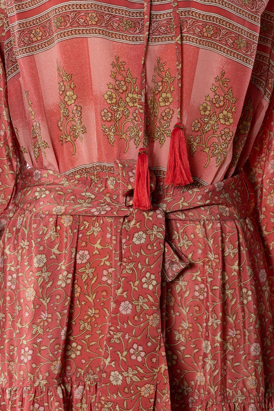 Lola Silk Dress XS - Deep Pink Floral 006